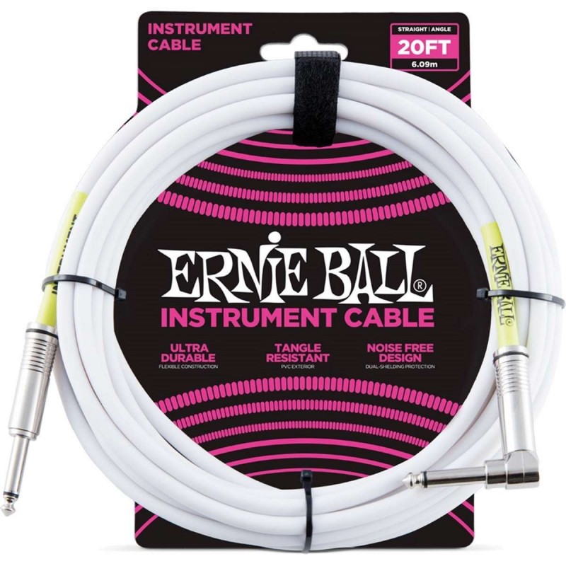 ERNIE BALL 6047 STRAIGHT/ANGLE 6M BIANCO CAVO JACK