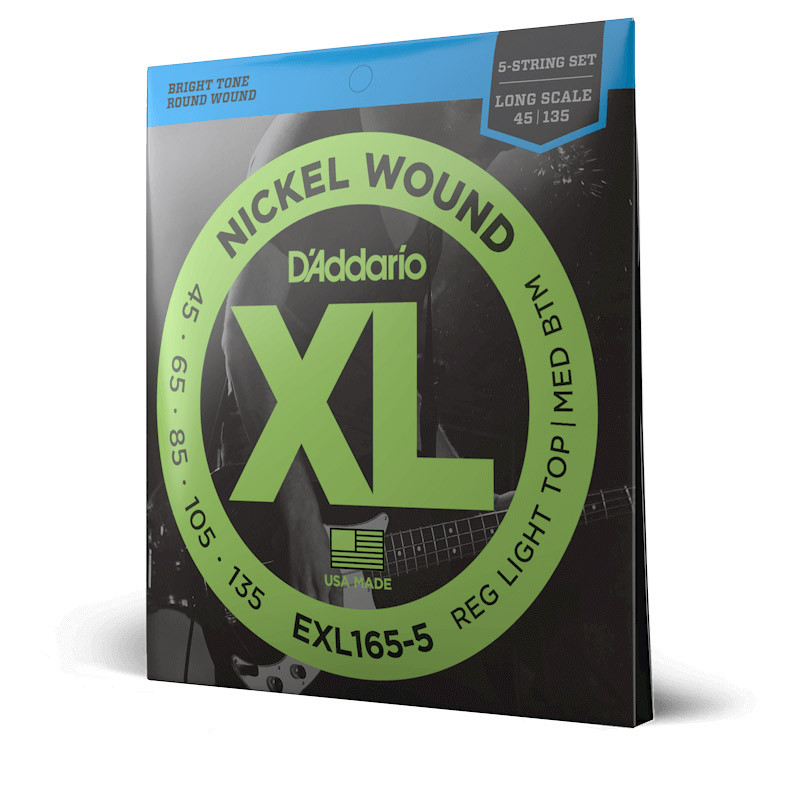 D'addario EXL165-5 Regular Light Top/Medium 45-135