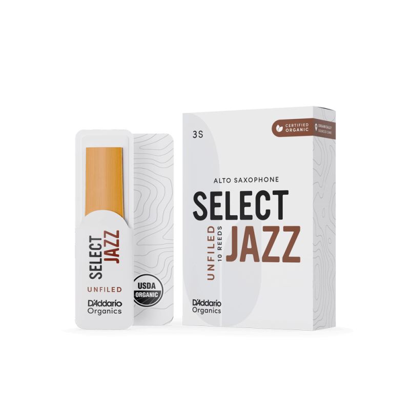 D'Addario Organic Select Jazz Unfiled Sax Alto 3 Soft