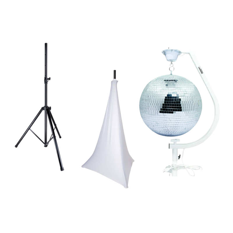 Set Mirror Ball 50cm With Stand And Tripod Cover - White