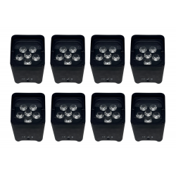 Kyros 8 LED Par 6x18W 6in1 Wifi + Batteria UV In Flight Case Ricaricabile